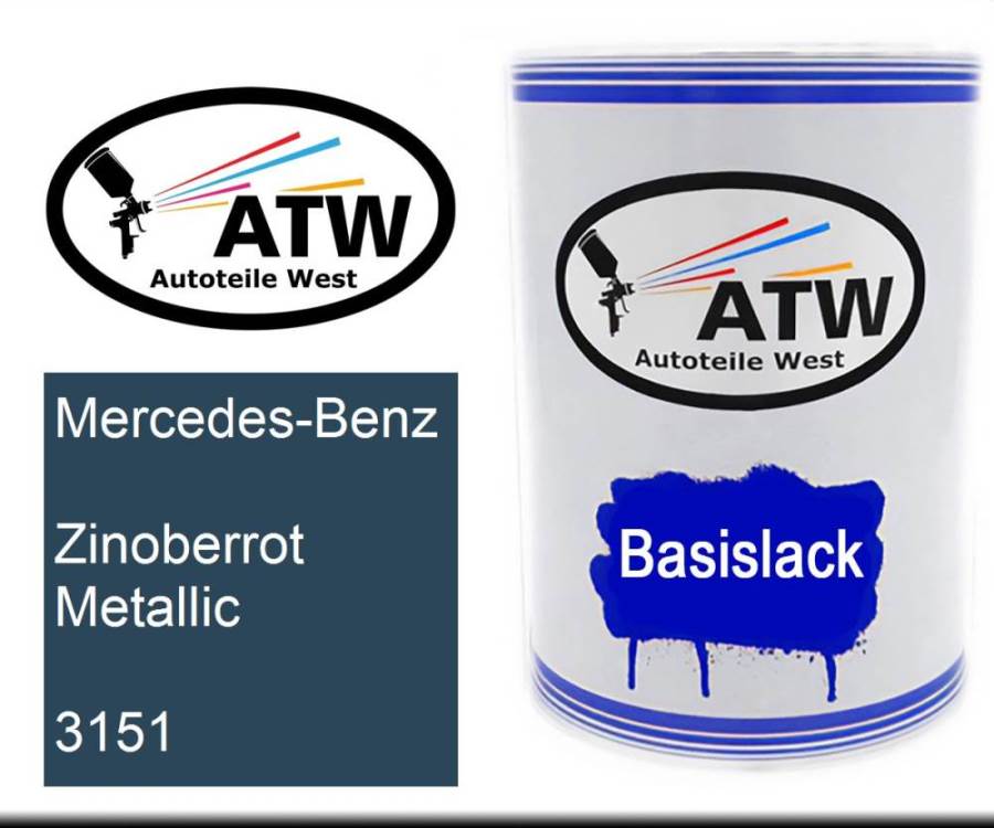 Mercedes-Benz, Zinoberrot Metallic, 3151: 500ml Lackdose, von ATW Autoteile West.